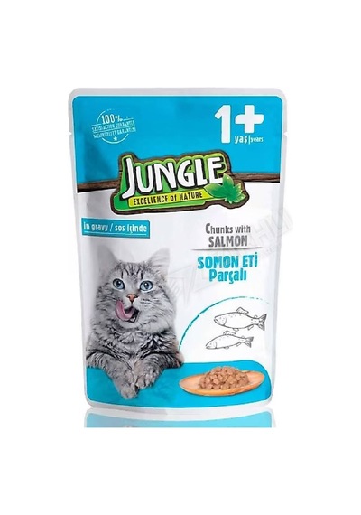 5 Adet Jungle Pouch Yetişkin Kedi Maması Somon Parçalı 100 Gr