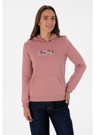 U.S. Polo Assn. Kadın Gül Kurusu Kapüşonlu Basic Sweatshirt 50307711-VR221
