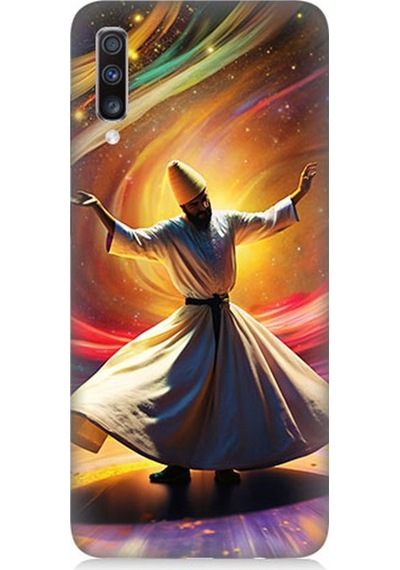 Samsung Galaxy A70 Uyumlu Renklerin İçinde Sema Desenli Silikon Kılıf Çok Renkli