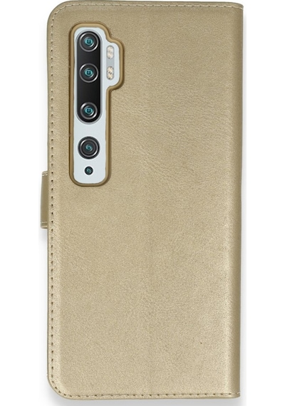 Xiaomi Mi Note 10 Uyumlu Elite Kapaklı Cüzdan Kılıf Gold / Altın