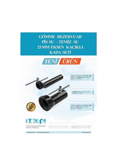 Ev+ Iz Yapı Asma Klozet Yükseltme Kada Seti 25 mm Eksen Kaçık Kit