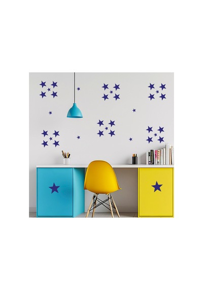 Yıldız Duvar Sticker - 2,5 - 5 - 7,5 - 10cm Karışık Ebatlarda - 155 Adet Lacivert