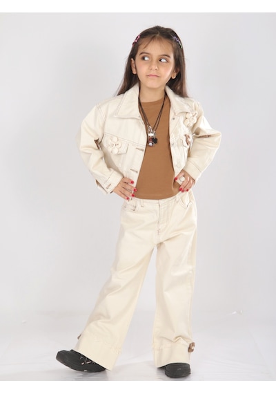 Xo Kids Kız Çocuk 2li Ceket + Pantolon Alt Üst Takım 4-13 Yaş 2676 Krem
