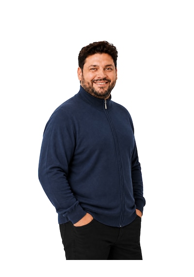 Battalmoda Erkek Büyük Beden Koyu İndigo Fermuarlı Dik Yaka Pamuklu Hırka 3xl-4xl-5xl-6xl Koyu Indigo