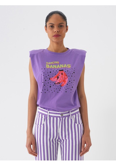 Xint Lila Pamuk Dokulu Regular Fit Tişört 602349