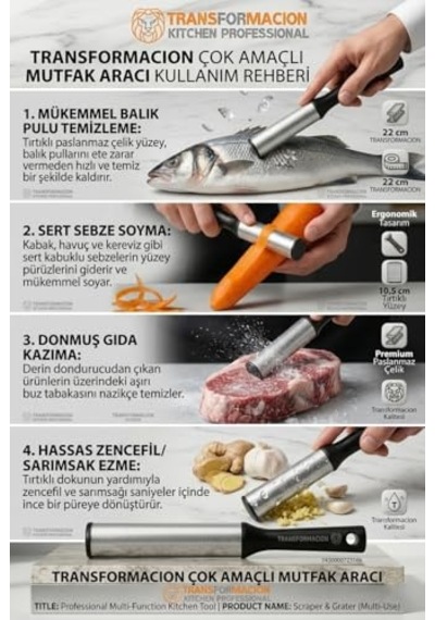 Çok Amaçlı Mutfak Rendesi, Pratik Balık Pulu Ayıklayıcı, Sert Sebze Soyucu 723168 Diğer