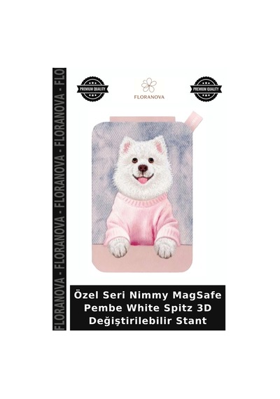 Özel Seri Nimmy Magsafe Pembe White Spitz 3d Değiştirilebilir Stant
