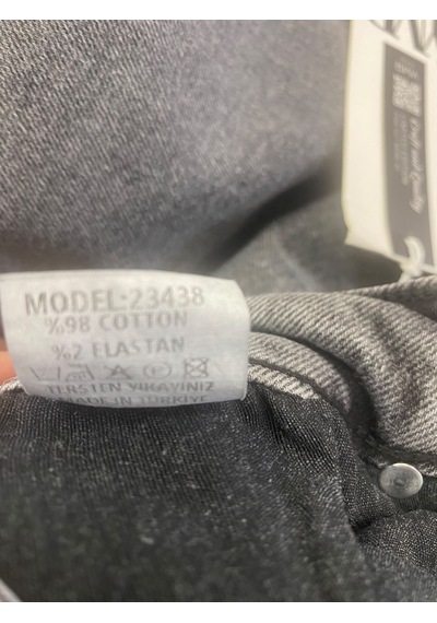 Ymr Moda Gri Kemerli Mom Kadın Kot Pantolon 23438-24 34 -32 42