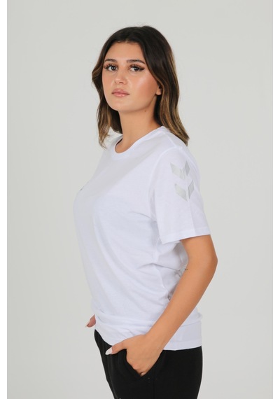 Hummel Armin Pamuklu Bisiklet Yaka Tişört Beyaz Kırmızı