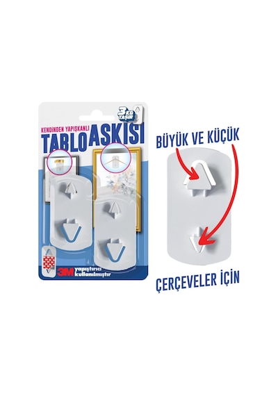 Kendinden Yapışkanlı Tablo Çerçeve Saat Askısı 2 Adet 3 Kg Taşır