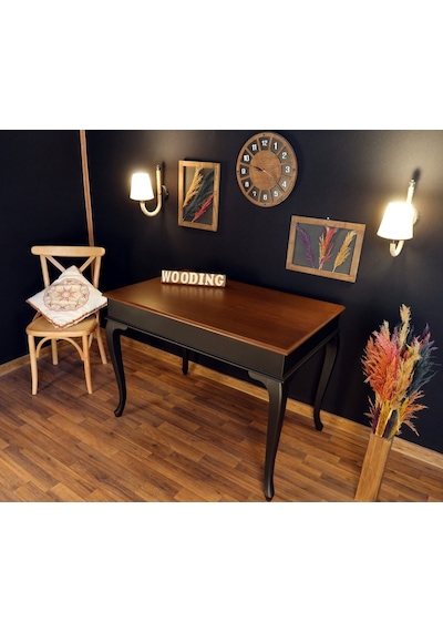 Wooding-Mobilya Wooding 100 Cm Masif Siyah Ceviz Yemek Masası