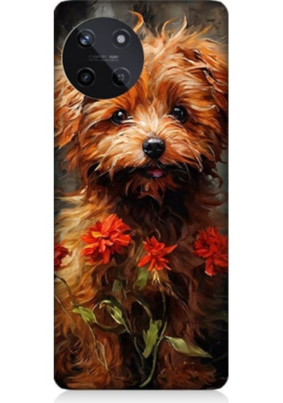 Realme 11 4g Uyumlu Çiçekli Köpek Desenli Silikon Kılıf
