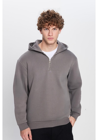 Tudors Unisex Relax Fit Rahat Kesim Pamuklu İçi Polarlı Yarım Fermuarlı Gri Kapüşonlu Sweatshirt-32461 Gri Tudors Unisex Relax Fit Rahat Kesim Pamuklu İçi Polarlı Yarım Fermuarlı Gri Kapüşonlu Sweatshirt-32461 Gri