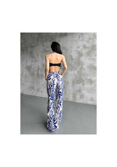 Asur Boutique Asur Butik Kadın Dokuma Viskon Palazzo Pantolon Mavi