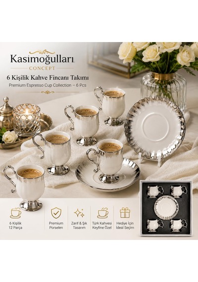 6 Kişilik Kahve Fincanı Takımı, 12 Parça Kc02 Diğer