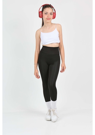 Erdem Kıds Kız Çocuk Yüksek Bel, Koşu, Yürüyüş, Casual, Spor, Atletik, Egzersiz, Fittness Tayt Siyah Siyah