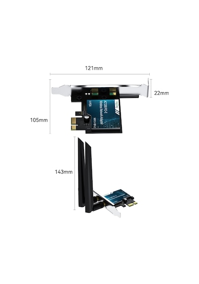 Veggieg Ax1200 Wi-fi 5 Alıcı Ve Bluetooth 4.2 Adaptör 5db Dual Anten Pcıe Wifi Ağ Kartı