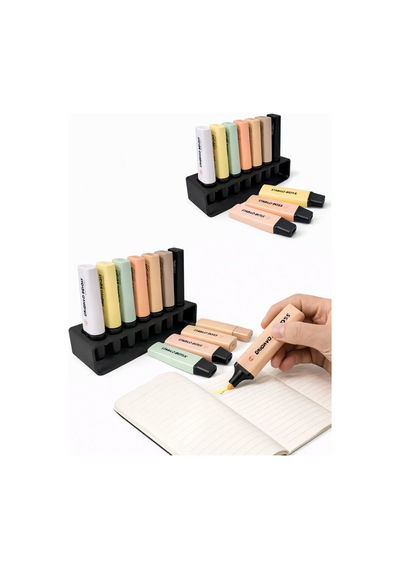 7 Adet Kapasiteli Masaüstü Kalem & Fosforlu Kalem Standı Çok Amaçlı Organizer Pastel & Standart Çok Renkli