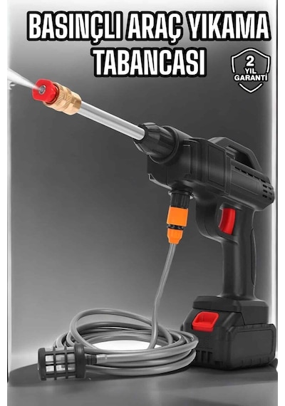 Şarjlı Oto Yıkama Tabancası Su Basınçlı Hazneli Bataryalı Standart