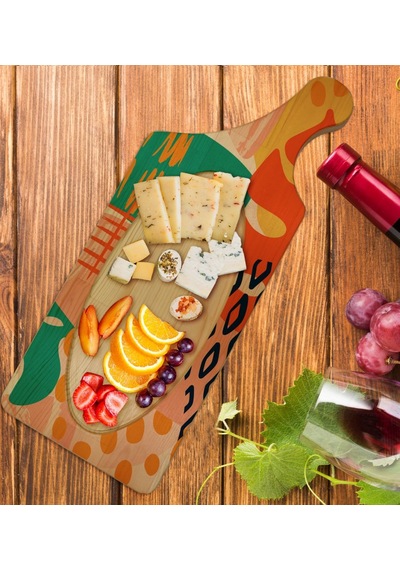 Bk Gift Modern Art Tasarımlı Dikdörtgen Şeklinde Doğal Ahşap Servis Ve Sunum Tabağı Model 3