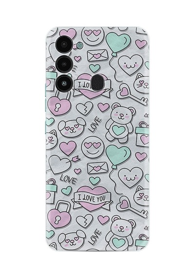 Tecno Spark 8c Kılıf Resimli Desenli Silikon Platinium Series I Love You 1882