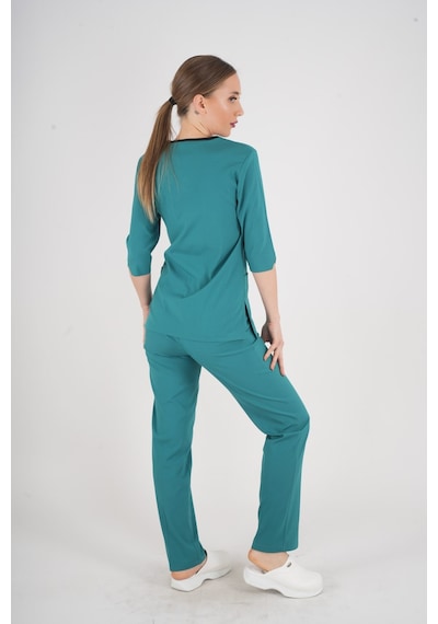 Unisex Ameliyat Yeşili Violet Model Scrubs Takım Doktor Hemşire Üniforması Ameliyat Yeşili