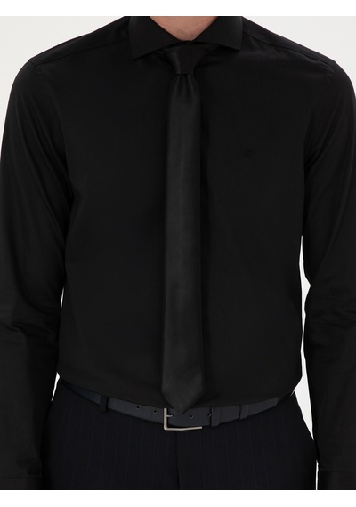 Cacharel Siyah Slim Fit Uzun Kollu Basic Gömlek