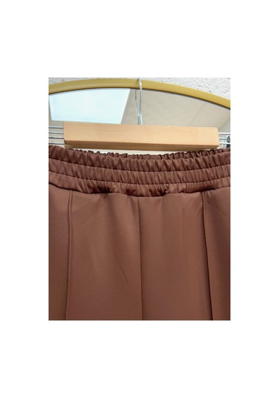 Unika Boutique Zayna Bol Paça Çımalı Skuba Dalgıç Pantolon-mt3555 Beyaz Kahverengi