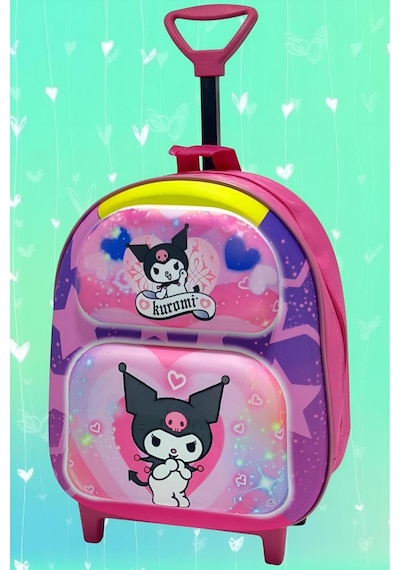 Tezzgelsin 2-6 Yaş Anaokulu Kreş Sanrio Kuromi Model Çekçekli Tekerli 3d Baskılı Sırt Çantası Ve Okul Çantası Çok  Renkli