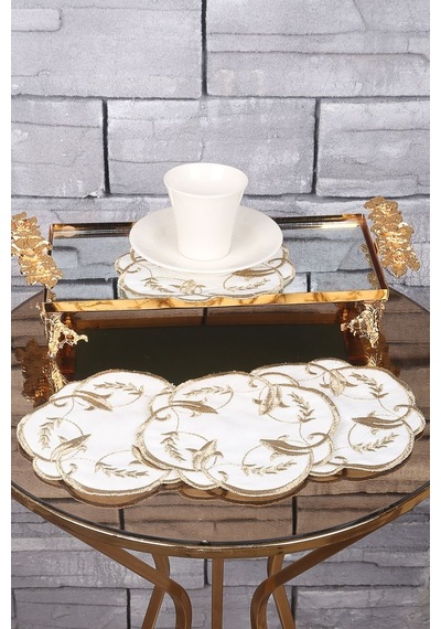 Sarmaşık Gold Linen Keten 6'lı Kahve Yanı Kokteyl Sunum Peçetesi