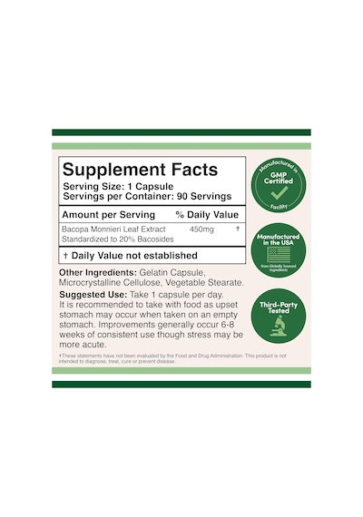 Double Wood Bacopa Monnieri Memory Brain Health, Focus, And Cogni