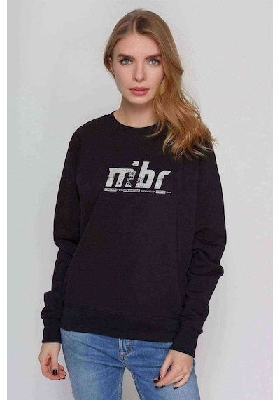Mibr Cs Go Baskılı Siyah Kadın Sweatshirt