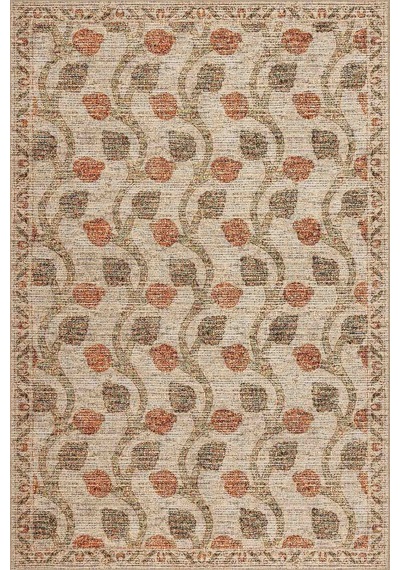 Artloop Nora Bej / Turuncu Vintage Dokulu Nar Desenli Dokuma Tabanlı Şönil Halı Al 486 Bej - Turuncu