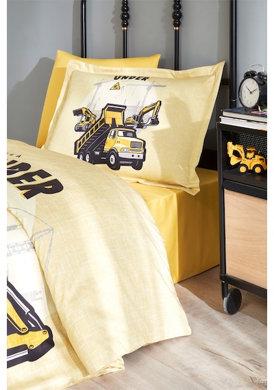 Özdilek Construction Tek Kişilik Lastikli Fitted Çarşaf Nevresim Takımı Sarı