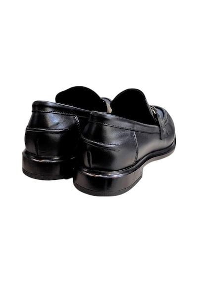 Siyah Hakiki Deri Toka Detay Loafer Siyah
