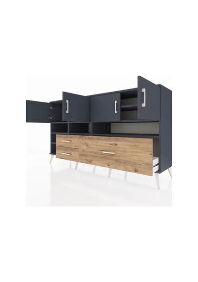 Hyperion Konsol 8 Raflı 3 Çekmeceli 4 Kapaklı 176x44x99 Antrasit- Antrasit-antrasit/çam Hyperion Konsol 8 Raflı 3 Çekmeceli 4 Kapaklı 176x44x99 Antrasit- Antrasit-antrasit/çam