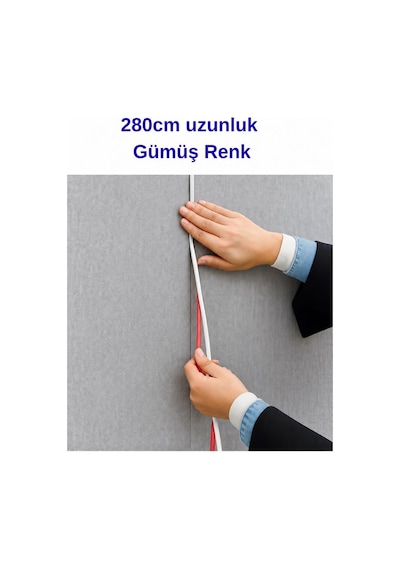 Gümüş Kendinden Yapışkanlı 1 Adet 0.8mm X 280cm Duvar, Mobilya Kenar Dekoratif Koruma Şerit Çıta