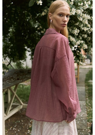 Mai Collection Mai Studios Co. Syaritta Oversize Bordo Transparan Gömlek bordo