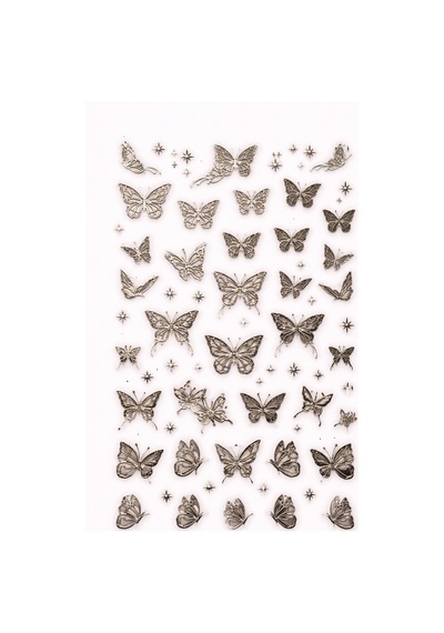 Silver Butterfly Minimal Nail Art Sticker Sw-cs084