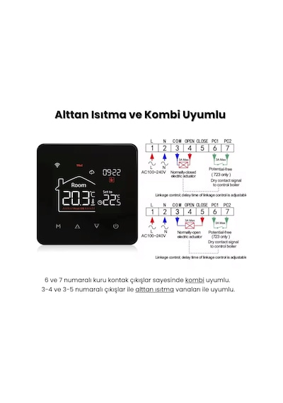 Wifi Kablolu Akıllı Oda Termostatı Tuya Ve Smart Life Uyumlu