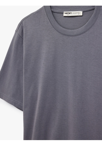 Koton Regular Fit Bisiklet Yaka Pamuklu Basic Kısa Kollu Tişört Gri 6sam10011mk