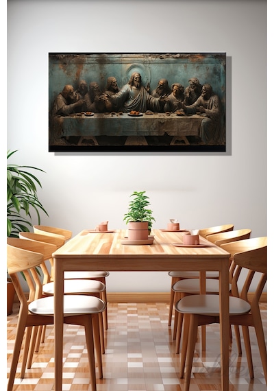 Panoramik Yatay Kanvas Tekli Salon Mutfak Yatak Odası Ofis Leonardo Da Vinci Son Akşam Yemeği