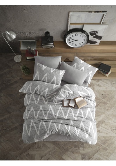Eponj Home Nevresim Takımı Çift Kişilik Baskılı Olivia Kombin Gri