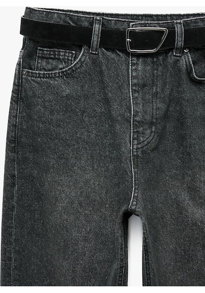 Koton Kemerli Yüksek Bel Dar Kalıp Düz Paça Pamuklu Denim Pantolon - Mom Slim Jean Siyah 7wal40095md Koton Kemerli Yüksek Bel Dar Kalıp Düz Paça Pamuklu Denim Pantolon - Mom Slim Jean Siyah 7wal40095md