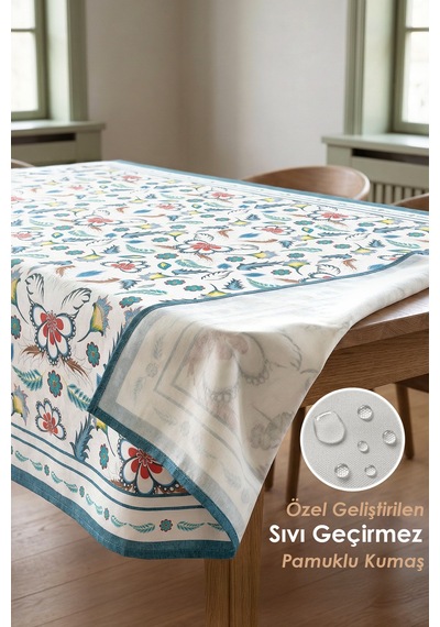 Dekoratif Baskılı Mutfak Salon Masa Örtüsü 150x150 cm Sıvı Geçirmez Ev Sunum Sofra Örtüsü Iznic
