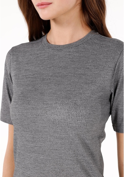 Colins Slim Fit Yuvarlak Yaka Kadın Gri Kısa Kol Tişört Cl1070449 Q1.v1 Gra Gri