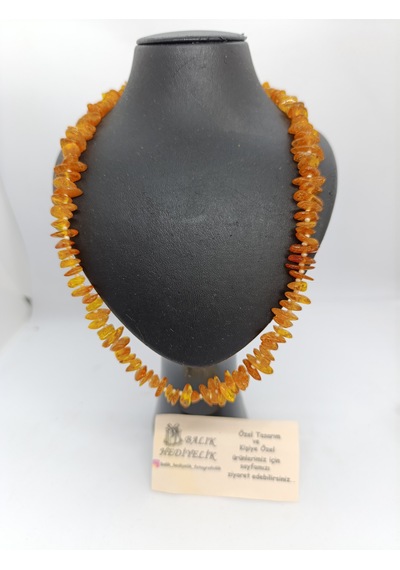 Kehribar Organik Şifa Taşı Taşı Kolye-handmade Özel Tasarım-1032/balık Hediyelik Antik Sarı