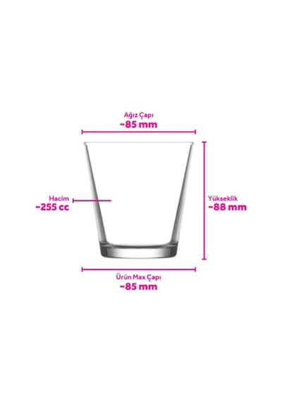 Lav Hera Cam Viski Bardağı 6'lı 255 ml (Meşrubat/Kokteyl Bardağı )