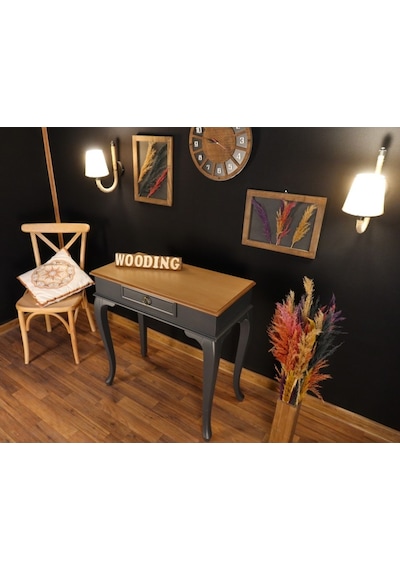 Wooding 80 Cm Çekmeceli Masif Antrasit Naturel Dresuar (548585946) Antrasit