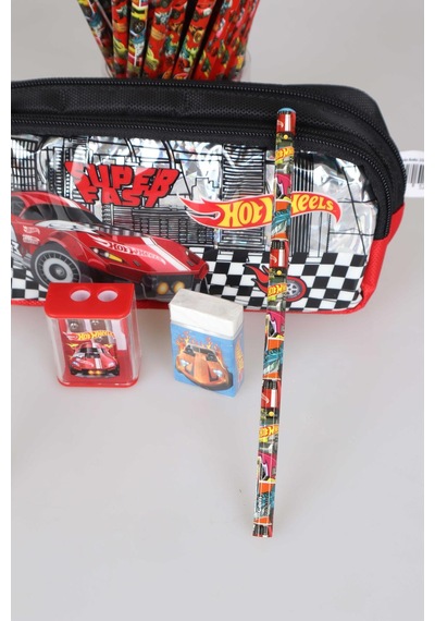 Yeni Sezon Lisanslı Hot Wheels Kalem Çantası,2 Adet Kurşun Kalem,silgi Ve Çift Bıçaklı Kalemtraş Kırtasiye Seti Diğer